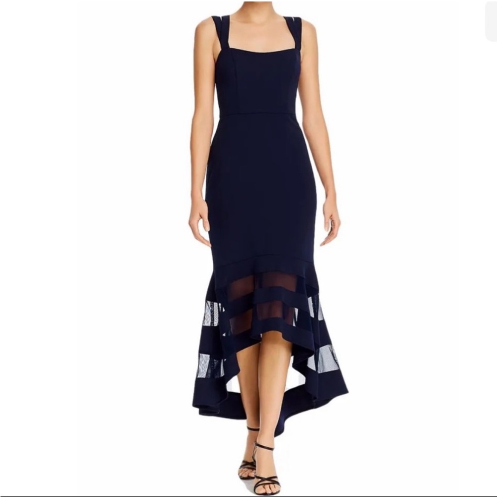 Aqua Formal Hi-Lo Navy Blue Dress